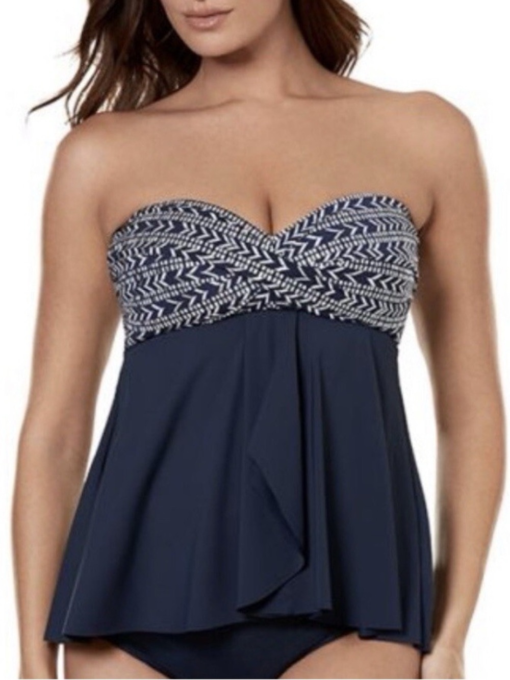 MiracleSuit Swimsuit Cadiz Tankini midnight blue Top Size 12 NWT